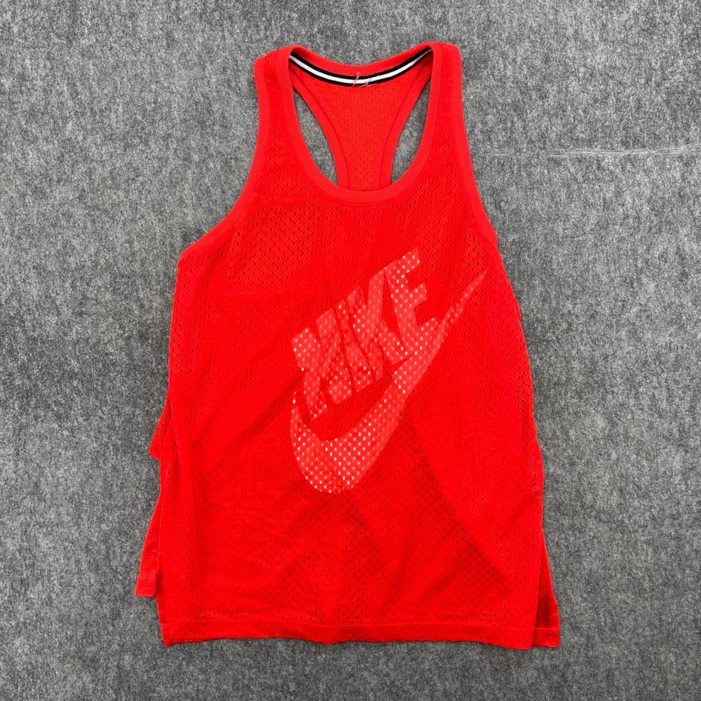 Nike Tank Top Womens Medium Red Just Do It Graphic Logo Workout Shirt Athletic